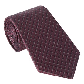 Canali Diamond Geometric Silk Tie in burgundy with woven diamond pattern and smooth silk finish