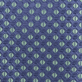 Canali navy silk tie with teal geometric diamond repeat pattern, close-up fabric detail shot