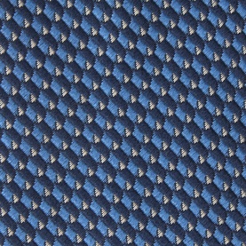 Canali Ribbon Geometric Silk Tie in blue, close-up of woven geometric pattern with tonal navy and steel blue diamond texture.