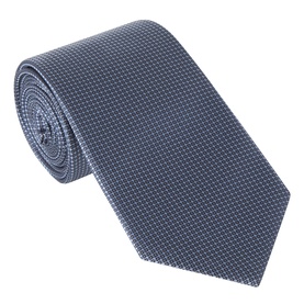 Canali Circular Geometric Silk Tie in blue with micro-dot pattern, pointed tip and smooth silk finish