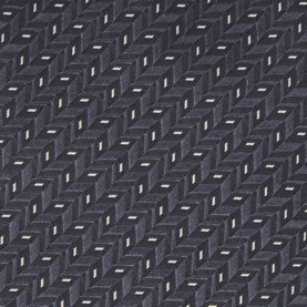 Navy herringbone-weave fabric with small cream dash details, shown as a close-up texture shot