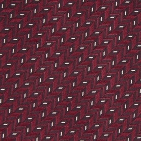 Canali Zig Zag Geometric Silk Tie in burgundy, featuring a woven herringbone pattern with white dash accents and smooth silk finish.
