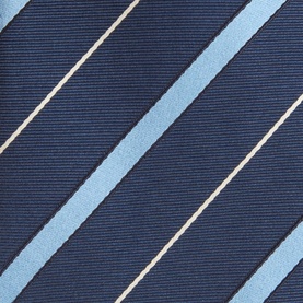 Canali blue silk tie with diagonal light blue and white thin stripes on navy ground