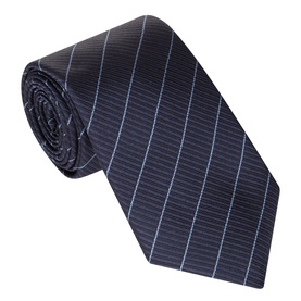 Canali Diagonal Stripe Tie in navy silk, featuring tonal diagonal pinstripe pattern, rolled to show width and pointed tip.