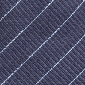 Canali Diagonal Stripe Tie in navy silk, close-up showing diagonal white pinstripe pattern on textured weave fabric.