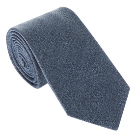 Rolled mid-blue marl wool tie with a classic width and smooth finish