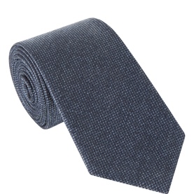 Canali Square Texture Silk Tie in blue, featuring square jacquard pattern and textured silk finish, rolled to show fabric detail