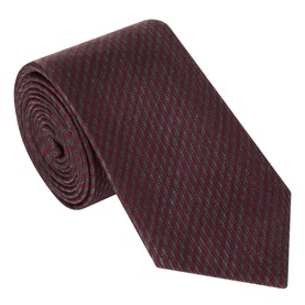 Canali burgundy silk and wool blend tie with diagonal textured weave pattern, rolled display