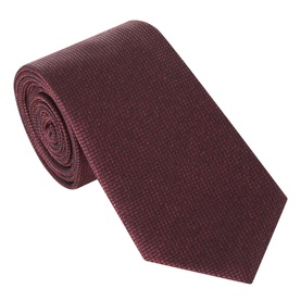 Canali Square Texture Silk Tie in burgundy with square jacquard pattern and textured silk finish, rolled display