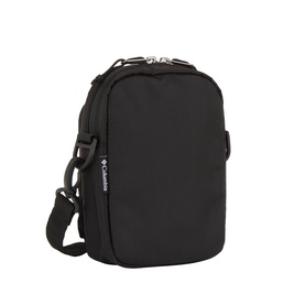 Columbia crossbody bag in black, 100% nylon with silver zip hardware and adjustable shoulder strap