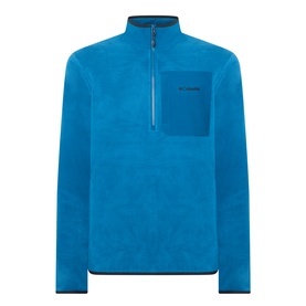 Columbia Pacific Arch Logo 200 Zip Fleece Sweatshirt in Phoenix Blue, quarter-zip fastening, chest pocket, long sleeves