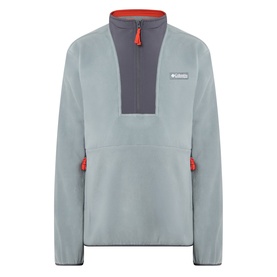 Columbia Sequoia Grove II Half Zip Fleece Jacket in Sedona Sage/Shark, colour-blocked with orange zip pull and zipped pouch pocket