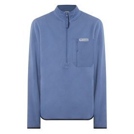 Columbia Sweater Weather II Fleece Jacket in Dark Mountain blue, half-zip fastening, zipped chest pocket, logo badge, elasticated trims