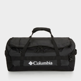 Columbia Hold All in black, 100% polyester with TPU coating, dual zip top, carry handles and removable shoulder strap