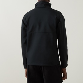 Model wearing Columbia Ascender&trade; Hiking Softshell Jacket in black, rear view, styled with black trousers