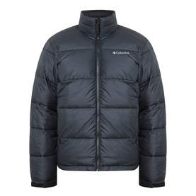 Columbia Pike Lake&trade; II Puffer Jacket in black, quilted padded design with stand collar, chin guard, and front zip fastening