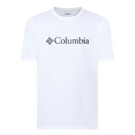 Columbia CSC Basic Logo T-Shirt in white, round neck, short sleeves, chest logo print, 100% cotton