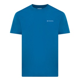Columbia CSC Logo Back Graphic T-Shirt in Phoenix Blue, round neck, short sleeves, small chest logo, 100% cotton