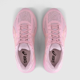 Asics trainers in Pink Salt, overhead view showing mesh upper, tonal lacing and branded insole