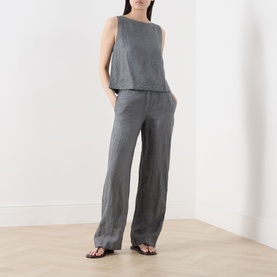 Tie-Back Linen Blouse