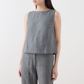 Tie-Back Linen Blouse