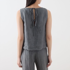Tie-Back Linen Blouse