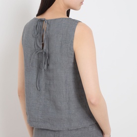Tie-Back Linen Blouse
