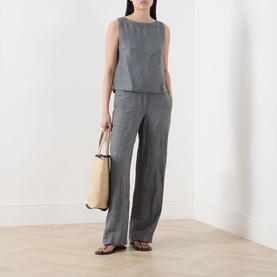 Tie-Back Linen Blouse
