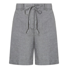 Marc O Polo Woven Linen Shorts in Slate Grey Melange, mid-rise straight-leg cut with drawstring waistband and belt loops