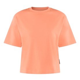 Marc O Polo warm orange boxy cropped T-shirt with crew neck and short sleeves, in modal cotton blend