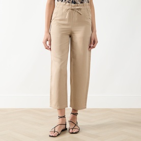 Ruffled Waist Straight Leg Trousers