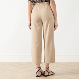 Ruffled Waist Straight Leg Trousers