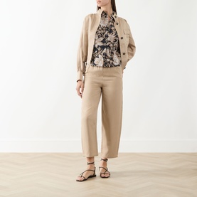 Ruffled Waist Straight Leg Trousers