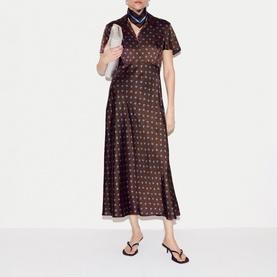 Geo Rose Bias Flared Dress