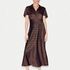 Geo Rose Bias Flared Dress