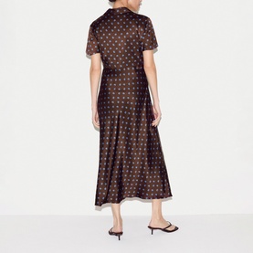 Geo Rose Bias Flared Dress