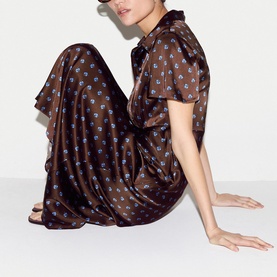 Geo Rose Bias Flared Dress