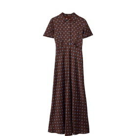 Geo Rose Bias Flared Dress