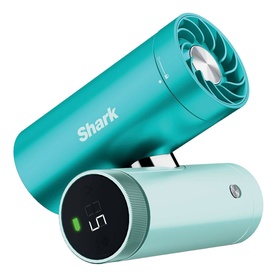 Shark ChillPill 3-in-1 Fan Mist and InstaChill System Glacier in teal and mint, compact cylindrical fan units shown together