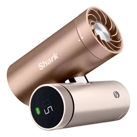 Shark ChillPill 3-in-1 Fan Mist and InstaChill System in Iced Latte, gold-tone cylindrical design with digital display panel