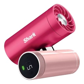 Shark portable mini hair dryers in magenta pink and rose gold, cylindrical design with fan outlet and LED display