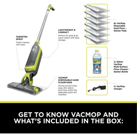VacMop Cordless 2-in-1 Vacuum Mop with Targeted Spray