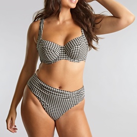 Midi Gingham Gathered Bikini Bottoms
