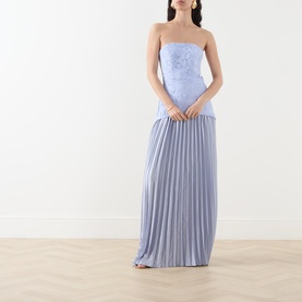 Lacy Embroidered Pleated Gown