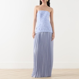Lacy Embroidered Pleated Gown