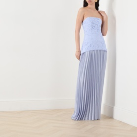 Lacy Embroidered Pleated Gown