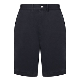 Emporium Double-Pocket Shorts in black cotton, mid-rise straight-leg cut, knee-length with belt loops and tonal stitching