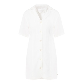 Fabienne Chapot Melody Mini Shirt Dress in Cosy White, notch lapel collar, short sleeves, front button fastening, mini length