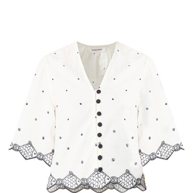 Tylera Fish Embroidered Blouse