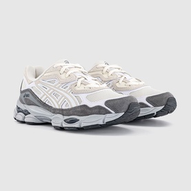 ASICS GEL-NYC trainers in white and grey mesh and suede upper with chunky grey rubber sole